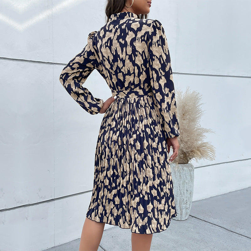 Damen Midikleid mit Bindegürtel und Langarm Echo Archiv