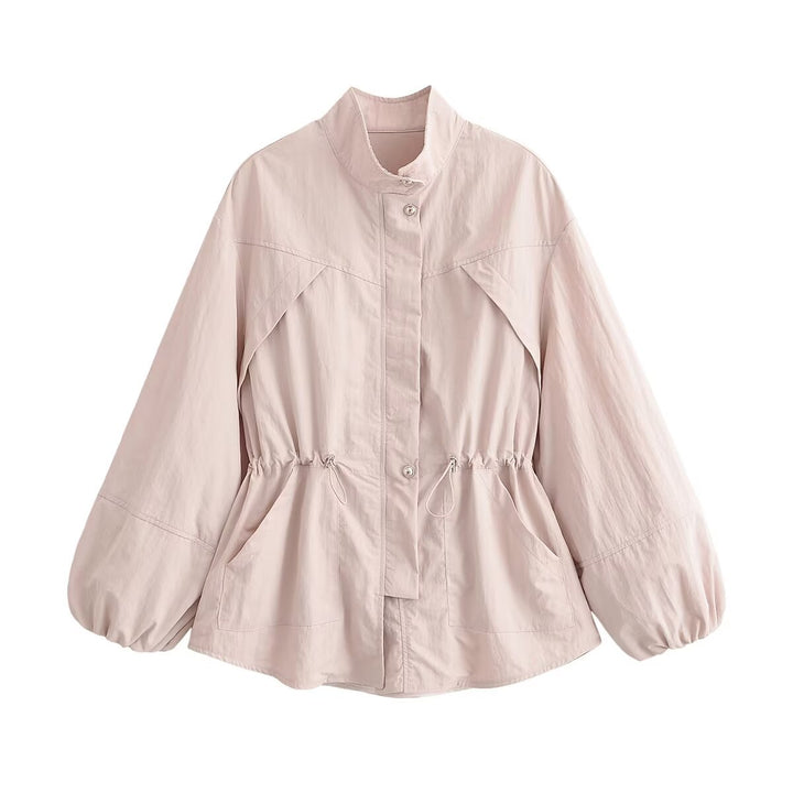 Damen Leichte Windjacke mit Tunnelzug-Taille und Ballonärmeln Echo Archiv