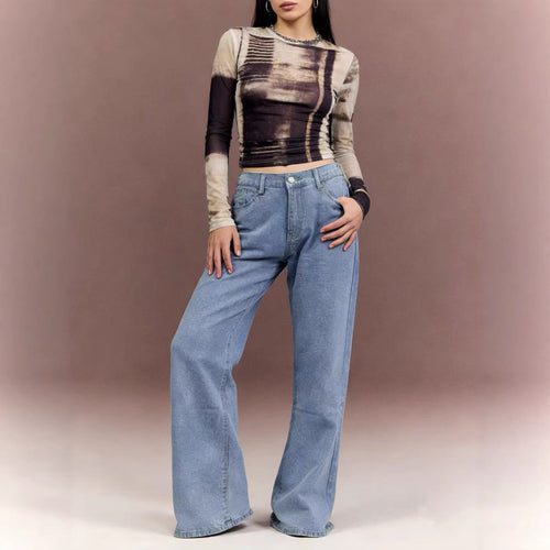 Damen modisches Langarm-Crop-Top mit Schnürung und elegantem Schnitt Echo Archiv