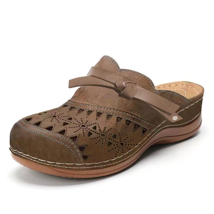 Damen Komfortable Clogs mit Filigranem Durchbruchdesign und Elegantem Riemen Echoarchiv
