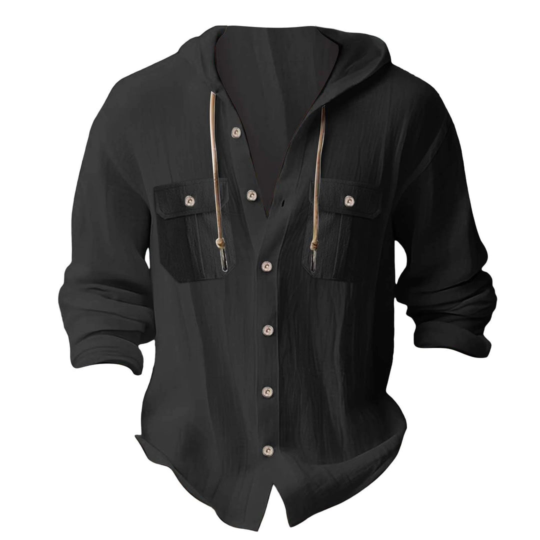 Herren lässiges Kapuzenshirt mit Brusttaschen und innovativem Stoff Echoarchiv