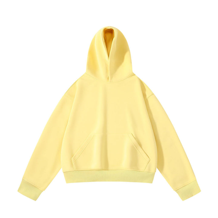 Unisex schwerer Oversize-Kapuzenpullover mit doppellagiger Kapuze Kängurutasche und breitem Rippbund Echo Archiv