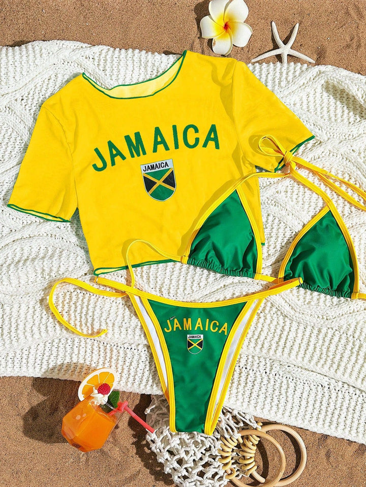 Damen Bikini-Set mit trendigem Kirschmotiv und lässigem Crop-Top Echo Archiv