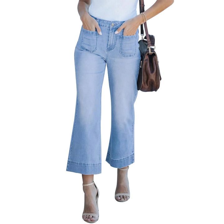 Damen Hochtaillierte Culotte-Jeans mit weitem Bein und aufgesetzten Vordertaschen Echo Archiv