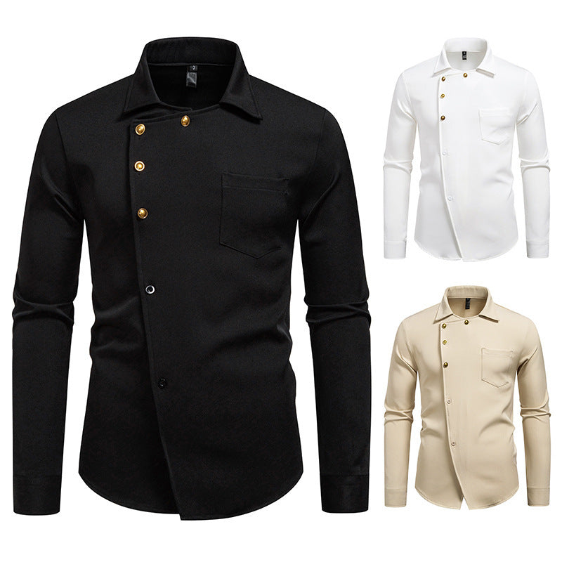 Herren elegantes Hemd mit asymmetrischem Knopfdesign Echoarchiv