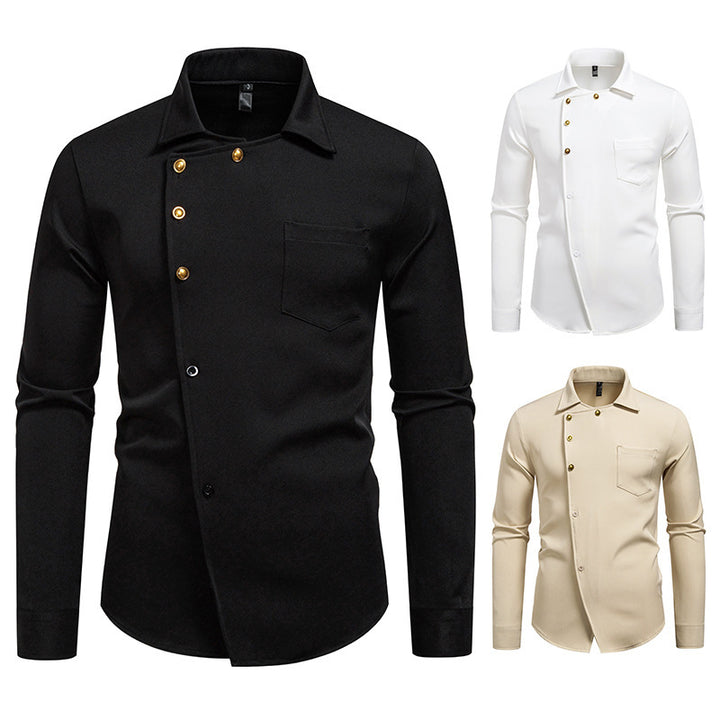 Herren elegantes Hemd mit asymmetrischem Knopfdesign Echoarchiv