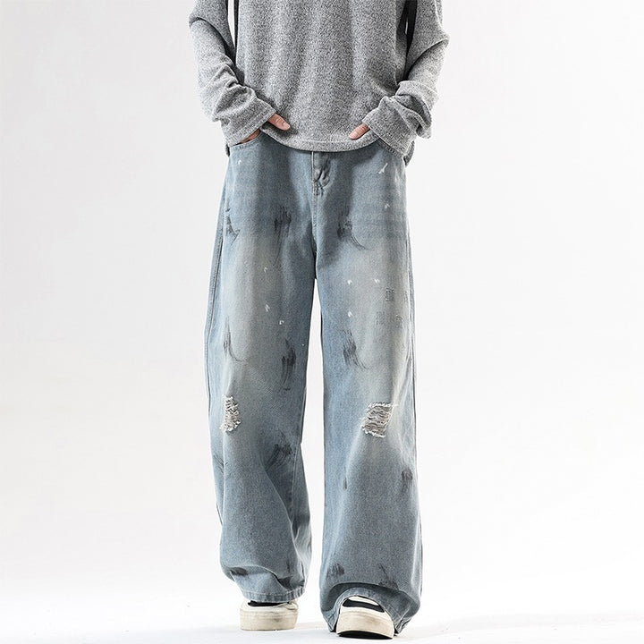 Herren Extraweite Baggy-Jeans im Vintage-Used-Look mit Distressed-Details Echoarchiv