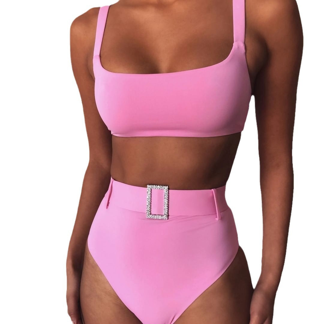 Damen Hoch tailliertes Bikini-Set mit funkelndem Gürtel Echo Archiv