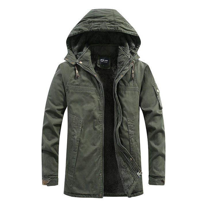 Herren Outdoor-Canvasparka mit abgenähter Kapuze, wärmender Teddyfleece-Innenlage und verdecktem Zweiwege-Reißverschluss Echo Archiv