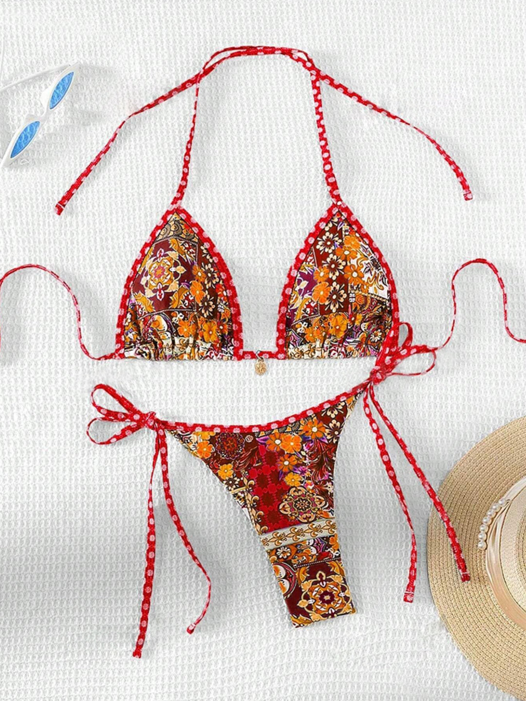 Damen Triangel-Bikini mit floralem Design und verstellbaren Bändern Echo Archiv
