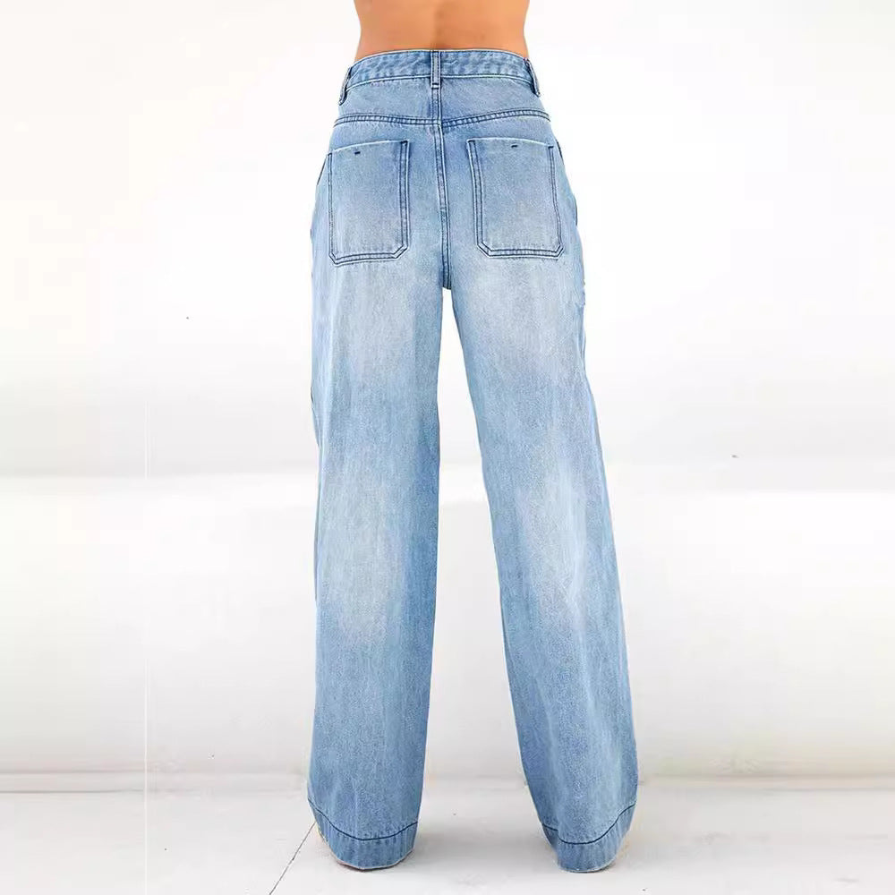 Damen weite Jeans mit hohem Bund und lässigem Schnitt Echo Archiv