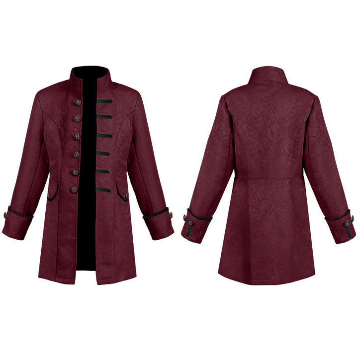 Damen nan taillierter Jacquard-Gehrock mit Stehkragen und dekorativer Knopfleiste Echo Archiv