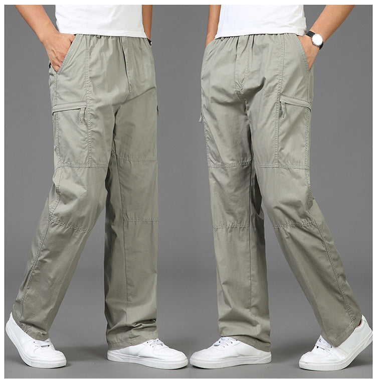Damen lockere Cargo-Hose mit elastischem Bund, Mehrfachtaschen und Knieabnähern – Avélisse