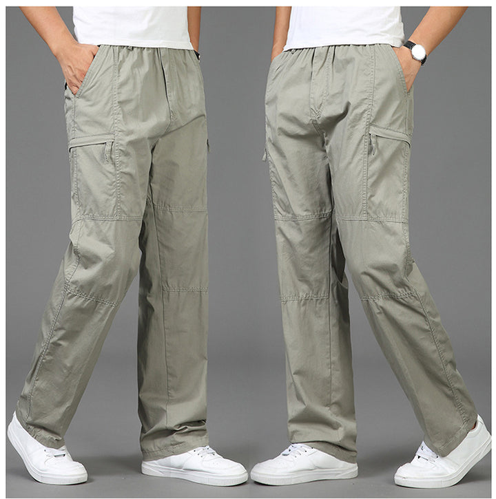 Damen lockere Cargo-Hose mit elastischem Bund, Mehrfachtaschen und Knieabnähern – Avélisse