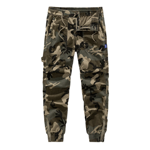 Herren Cargohose im lässigen Camouflage-Design mit elastischem Bund und zahlreichen Taschen Echoarchiv