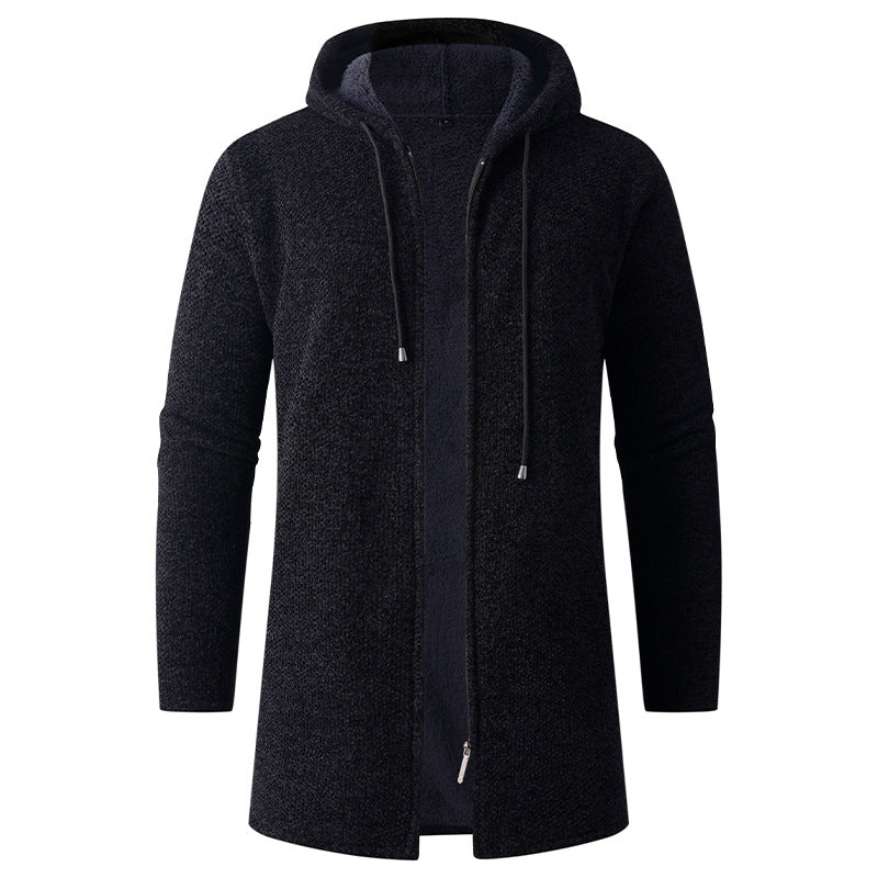 Herren Langer Strick‑Kapuzencardigan mit Teddyfutter und durchgehendem Reißverschluss Echo Archiv