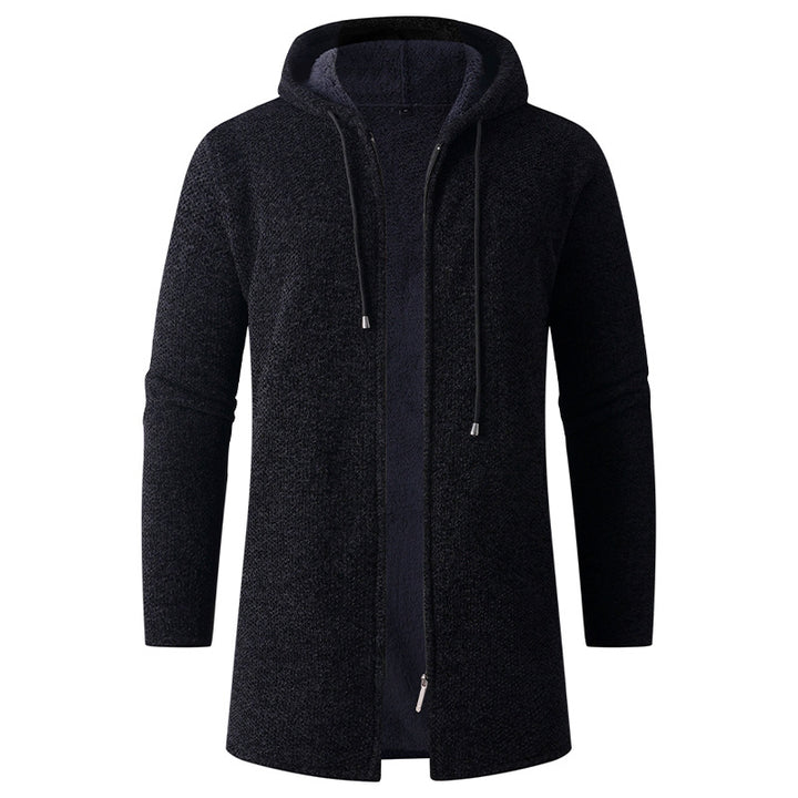 Herren Langer Strick‑Kapuzencardigan mit Teddyfutter und durchgehendem Reißverschluss Echo Archiv