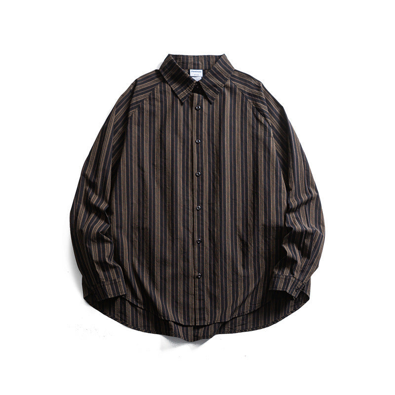 Unisex Oversize-Longline Hemd mit vertikalem Streifenmuster und gerundetem Saum Echo Archiv
