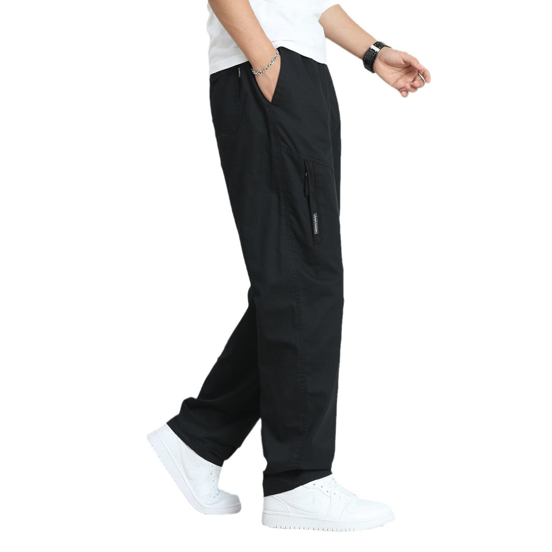 Herren Weite Utility-Cargohose mit elastischem Bund, seitlichen Reißverschlusstaschen und vorgeformten Knien Echo Archiv