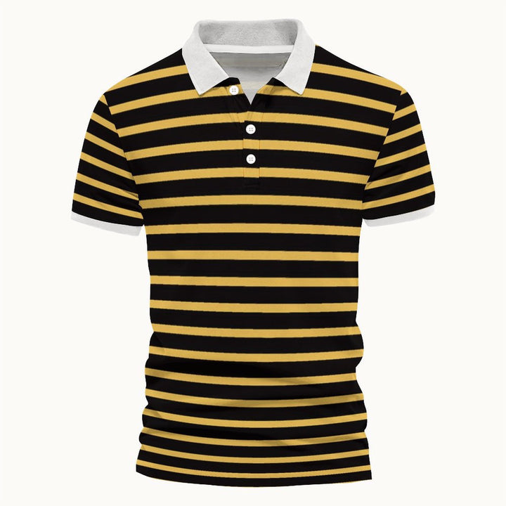 Herren gestreiftes Poloshirt mit modernem Kragen und atmungsaktiven Eigenschaften Echoarchiv