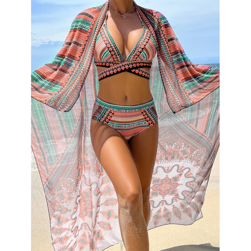 Damen Bikini-Set mit hoch geschnittenem Slip und verstellbarem Oberteil Echo Archiv