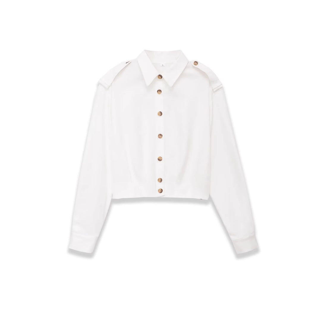 Damen Cropped-Hemdjacke mit Epauletten und taillierenden Abnähern Echoarchiv