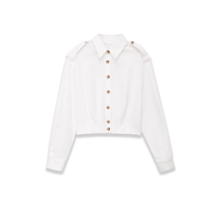Damen Cropped-Hemdjacke mit Epauletten und taillierenden Abnähern Echoarchiv
