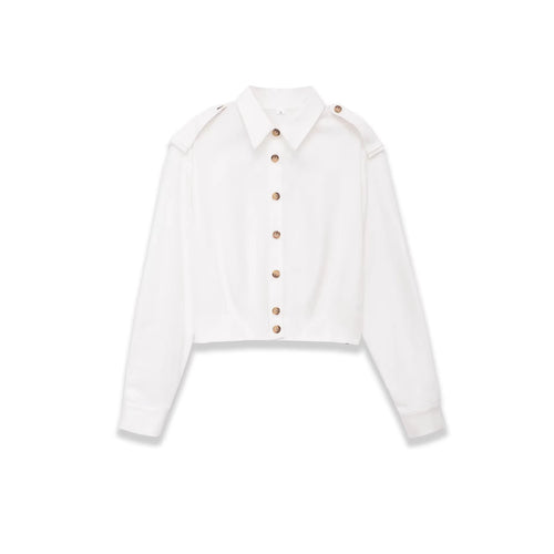 Damen Cropped-Hemdjacke mit Epauletten und taillierenden Abnähern Echoarchiv