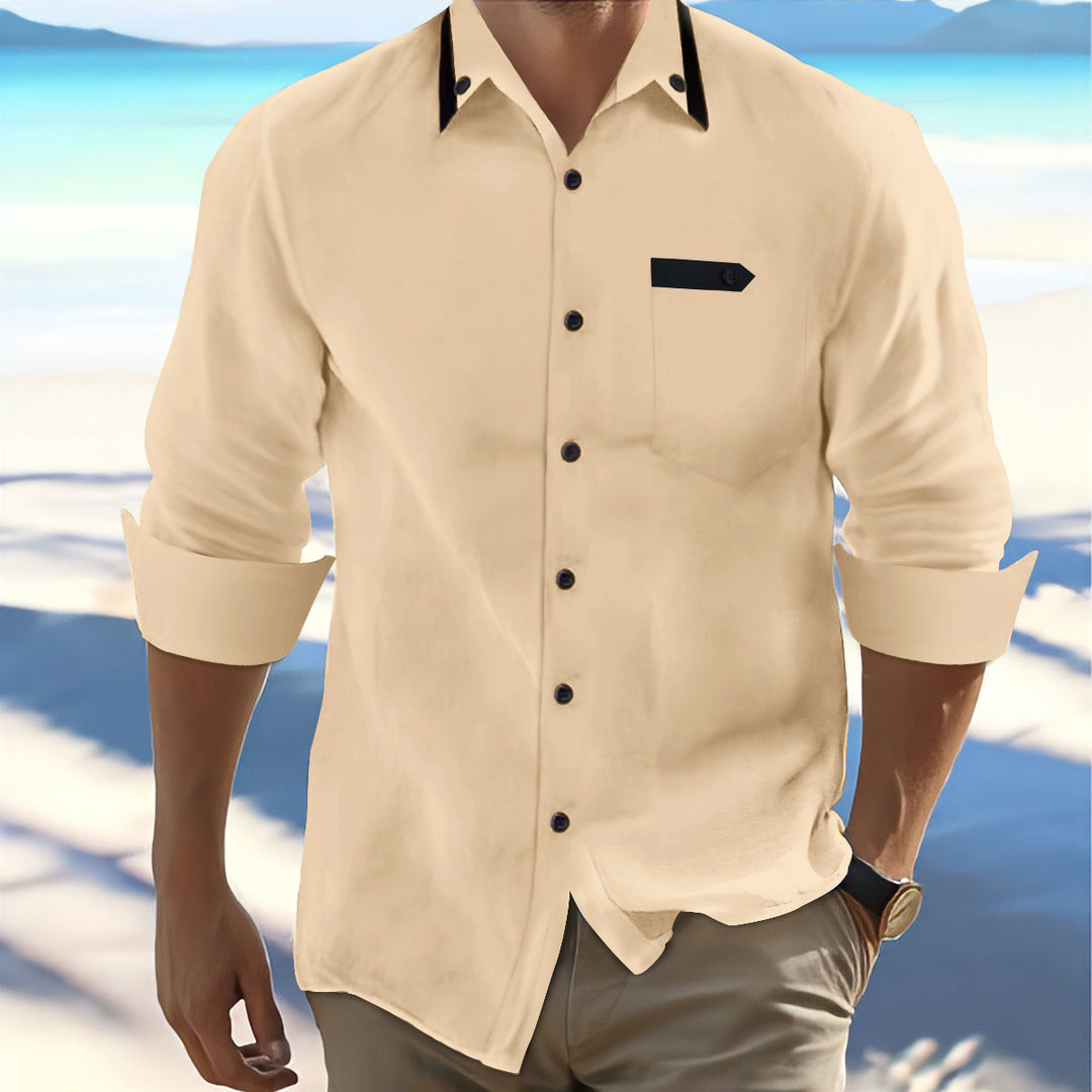 Herren Langarmhemd mit eleganten Kontrastdetails Echoarchiv