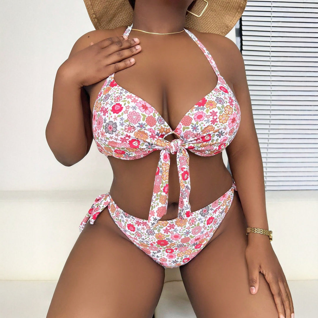Damen Triangel-Bikini mit verspieltem Blumenmuster und herausnehmbarem Padding Echo Archiv