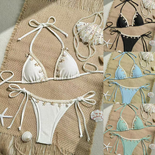 Damen Triangel-Bikini-Set mit verspielten Details und verstellbaren Bindebändern Echo Archiv