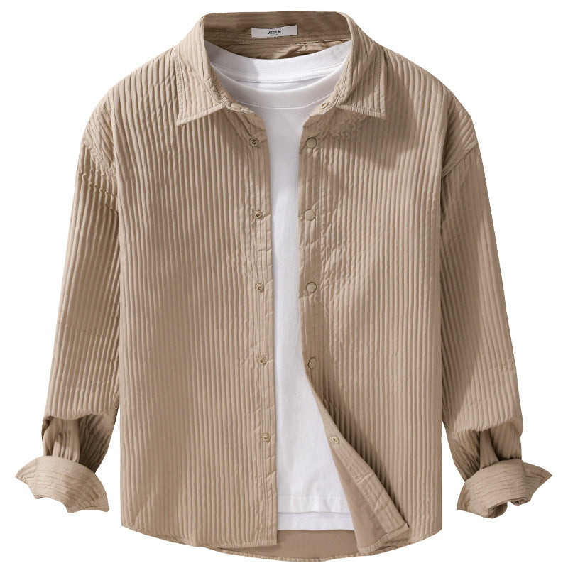 Herren Gestepptes Overshirt aus leichter Baumwollstruktur mit Druckknopfleiste Echoarchiv
