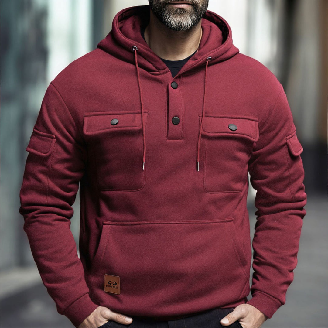 Herren Fleece-Hoodie mit praktischen Brusttaschen Echoarchiv
