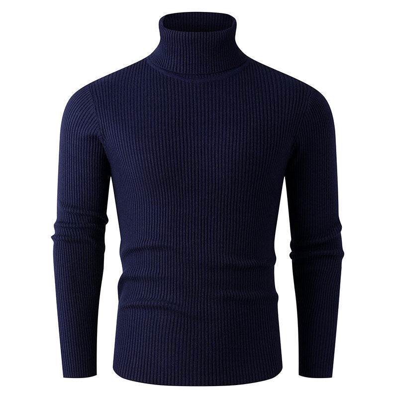 Herren nan taillierter Rippen-Strick Rollkragenpullover Slim Fit Echo Archiv