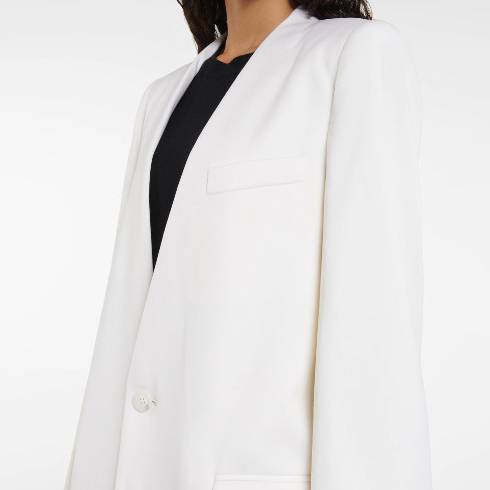 Damen Maxilanger schlanker Mantelblazer mit verdeckter Knopfleiste und schmaler Schulterlinie Echoarchiv