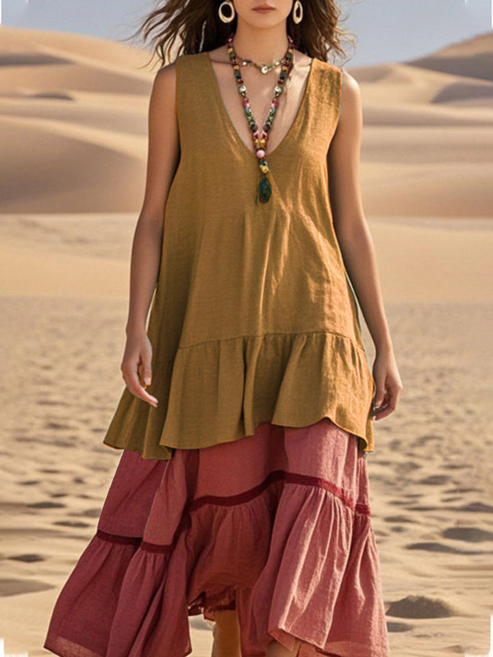 Damen lässiges Maxikleid mit voluminösem Saum Echo Archiv