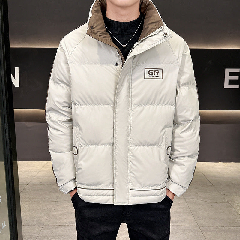 Herren Wattierte Steppjacke mit hohem Kragen, Druckknopfblende & kontrastierendem Seitenstreifen Echoarchiv