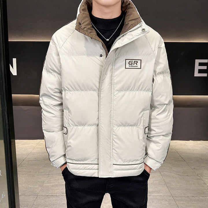Herren Wattierte Steppjacke mit hohem Kragen, Druckknopfblende & kontrastierendem Seitenstreifen Echoarchiv