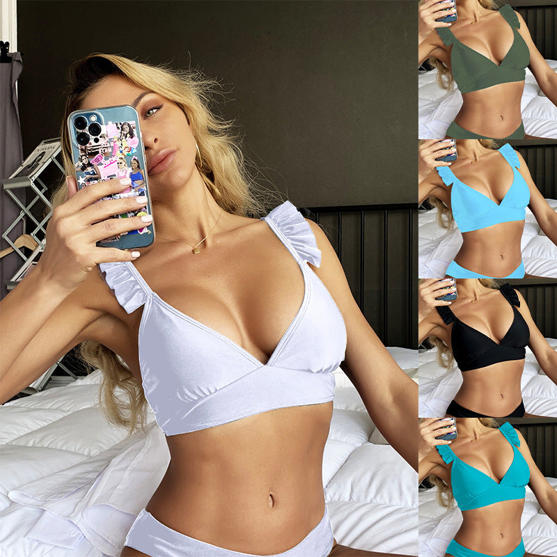 Damen Triangel-Bikinioberteil mit verspielten Rüschendetails Echo Archiv