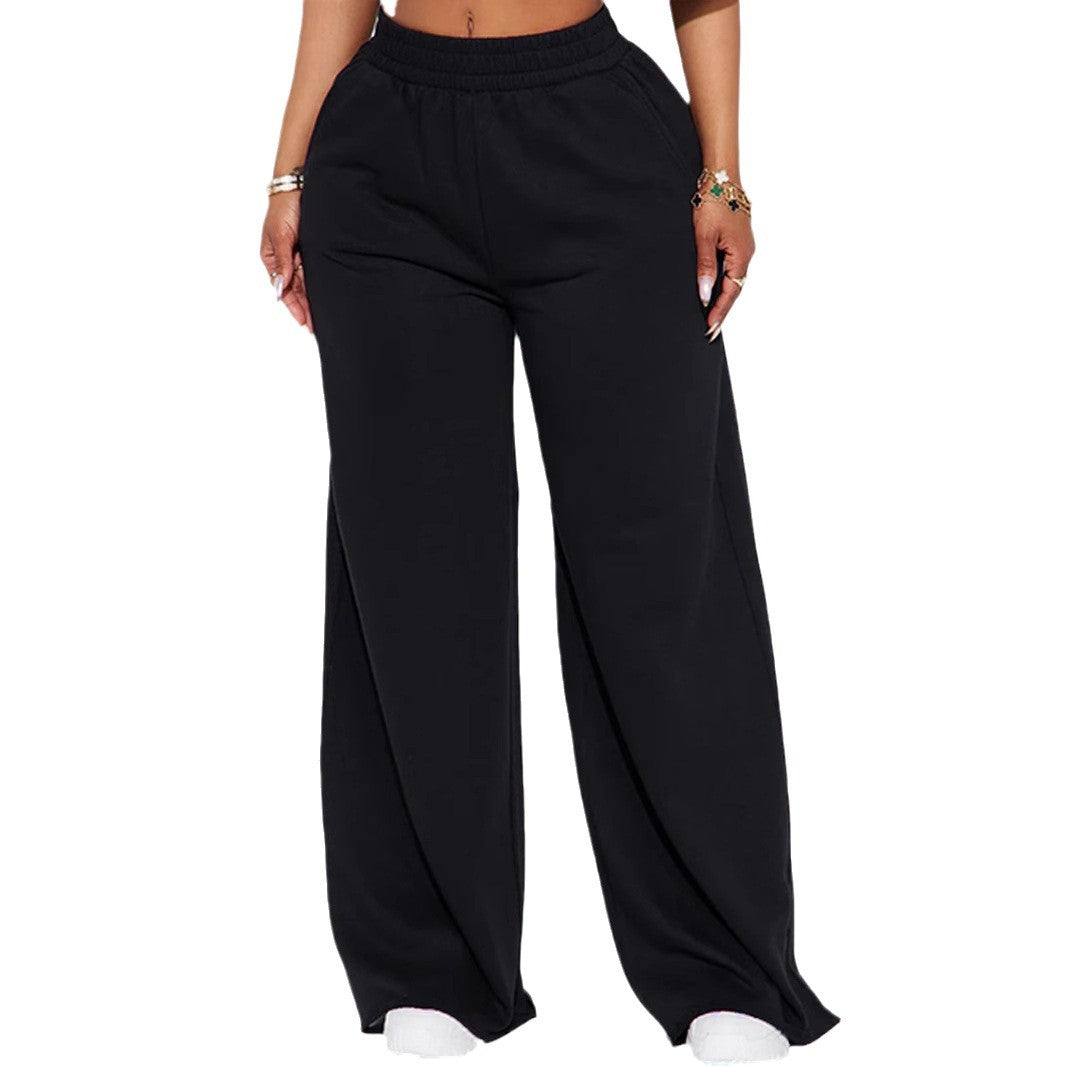 Damen nan High‑Waist Palazzohose aus French-Terry mit weitem Bein, elastischem Komfortbund und offenen Saumkanten Echo Archiv