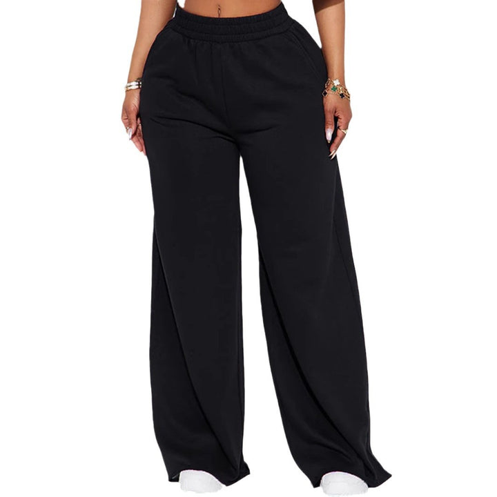 Damen nan High‑Waist Palazzohose aus French-Terry mit weitem Bein, elastischem Komfortbund und offenen Saumkanten Echo Archiv