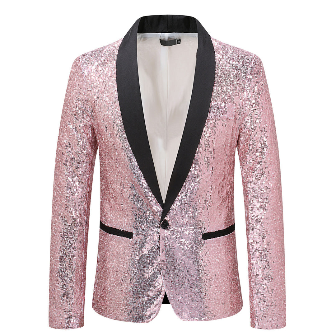 Herren Pailletten Blazer mit elegantem Revers und Slim-Fit-Schnitt Echoarchiv