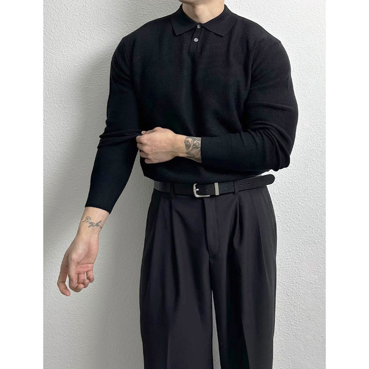 Herren Elegant Strukturierter Langarm-Pullover Echo Archiv