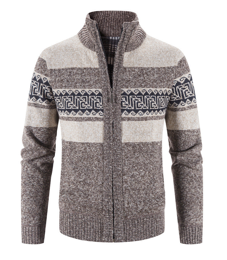 Herren gemütlicher Strickjacke mit Zip-Kragen Echoarchiv