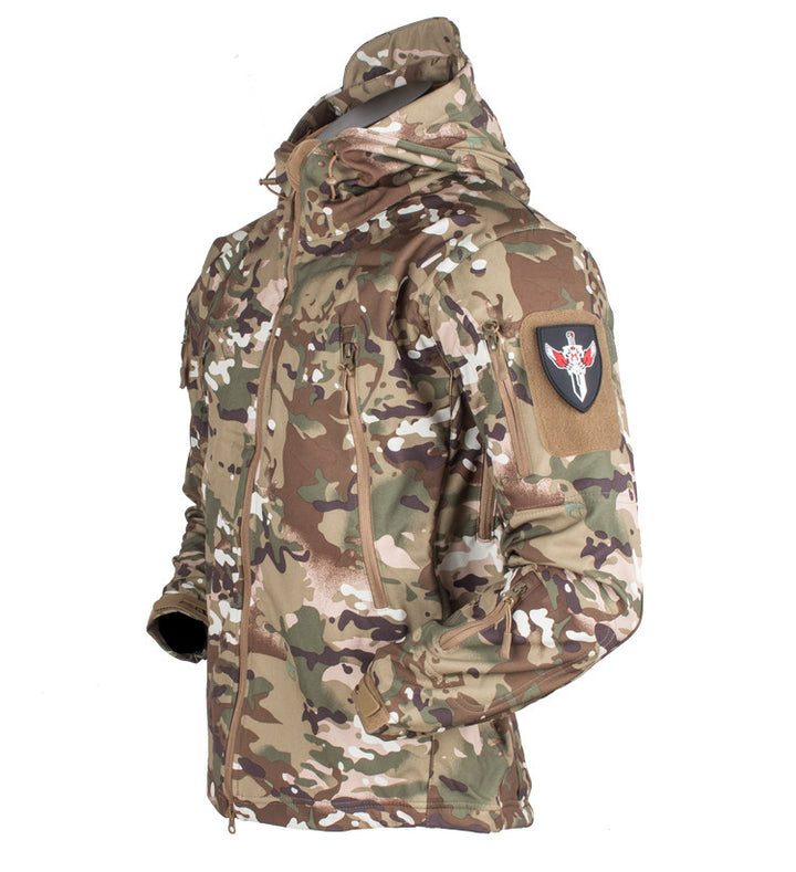 Herren taktische Softshelljacke mit Kapuze, Tarnmuster und ergonomischem Stretchschnitt Echo Archiv