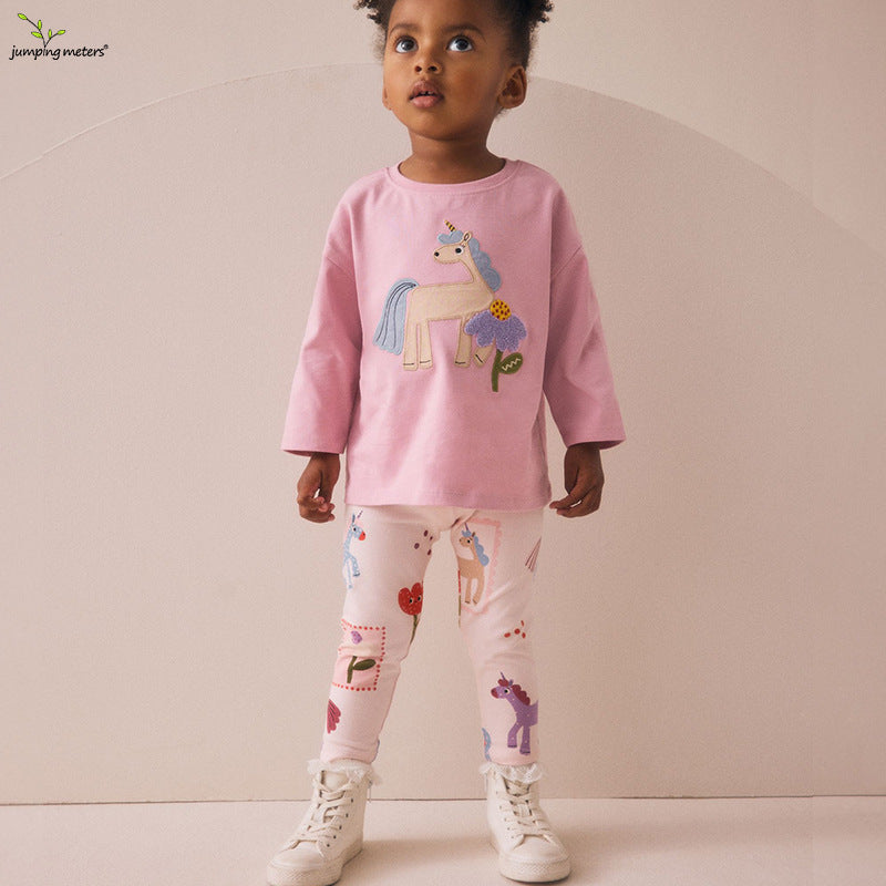 Mädchen Leggings mit buntem Einhorn- und Blumenmuster Echo Archiv