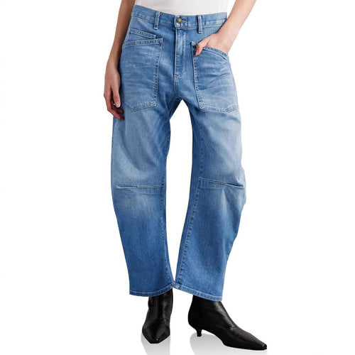 Damen nan lässige Canvas-Hose mit hohem Bund, weitem Bein und aufgesetzten Taschen Echo Archiv