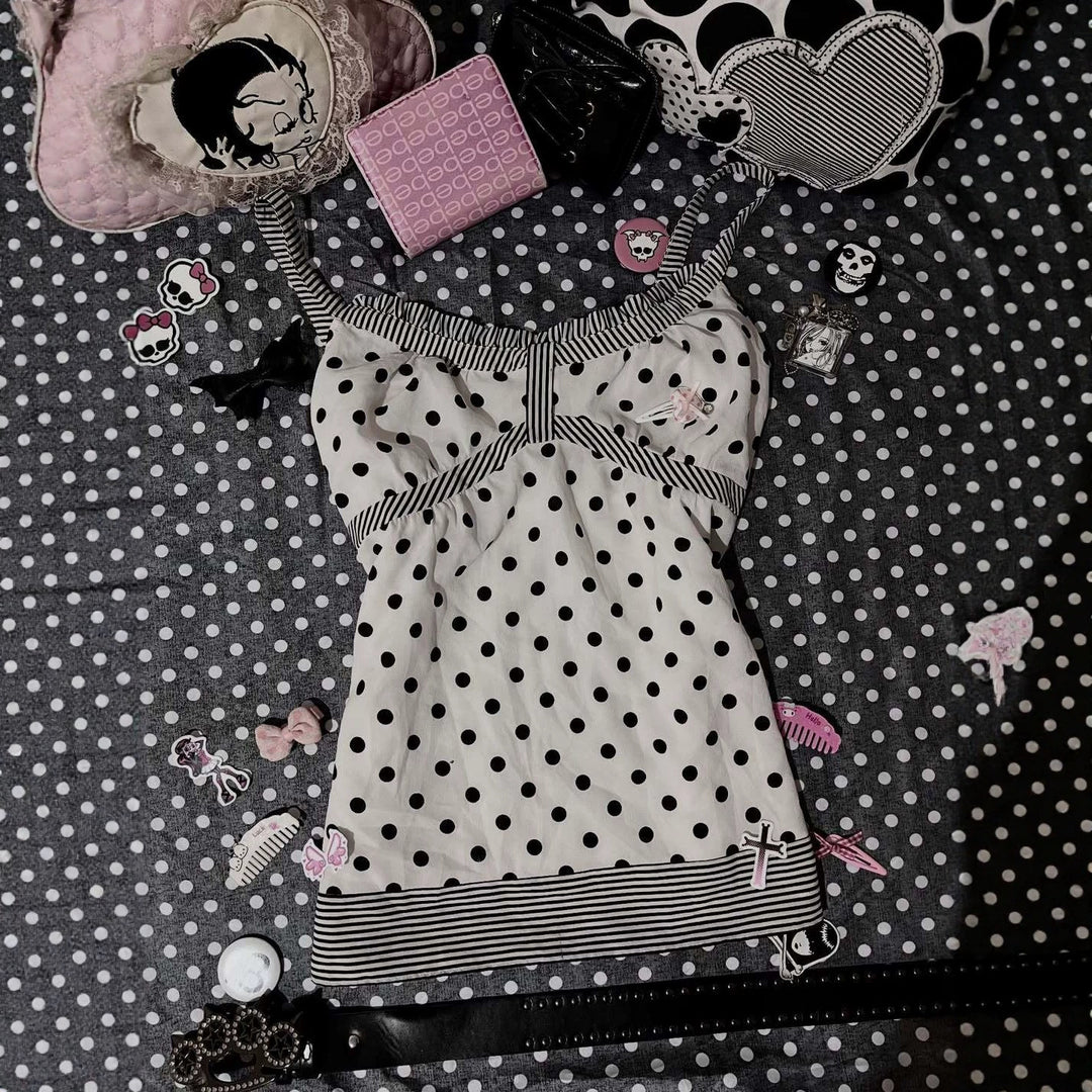 Damen Charmantes Polka-Dots Top Echo Archiv