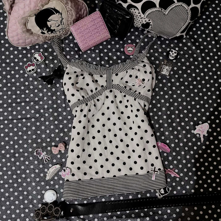 Damen Charmantes Polka-Dots Top Echo Archiv