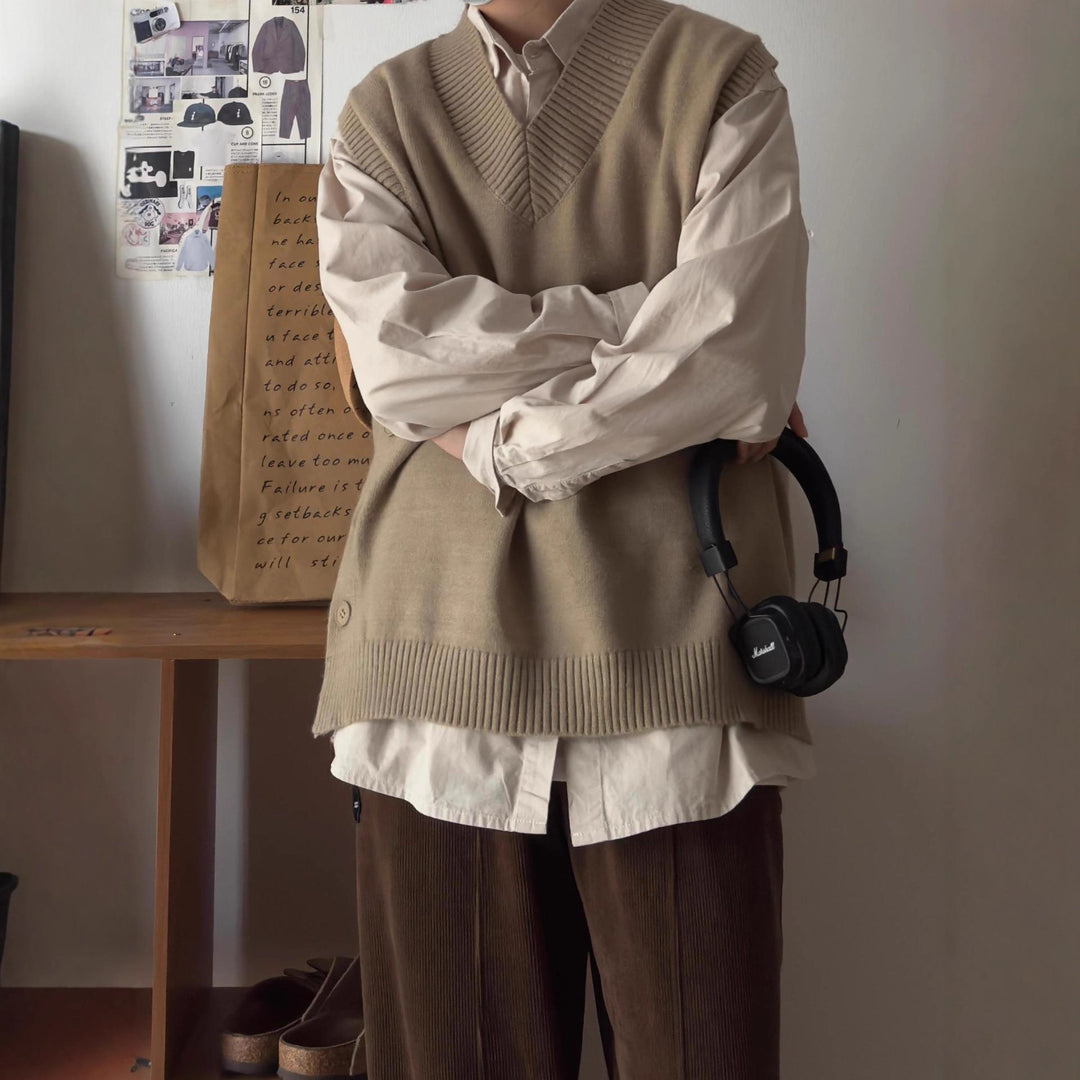 Herren klassischer V-Ausschnitt Strickpullover Echoarchiv